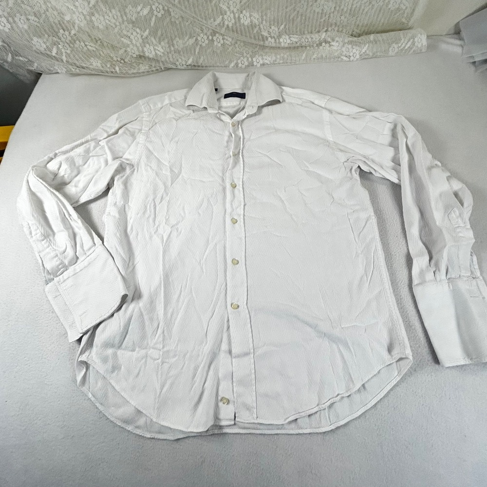 ETRO Milano Mens White Textured Dress Shirt Made in Italy Size 42